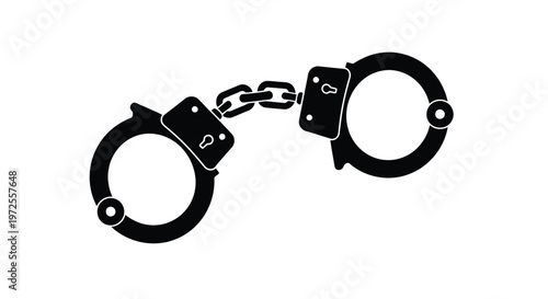 Vector illustration of black silhouette of handcuffs icon