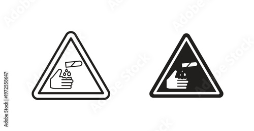 Corrosive acid safety sign for web design. icon symbol vector