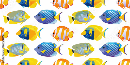 Colorful tropical fish pattern with vibrant hues and detailed markings