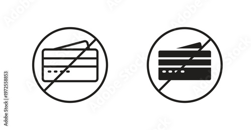 Credit card with prohibition sign for web design. icon symbol vector