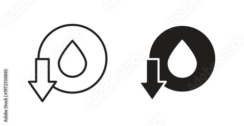 Crude oil barrel price falling down icon for web design. icon symbol vector
