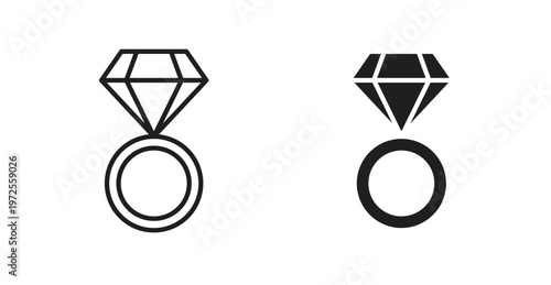 Diamond ring icon for web design. icon symbol vector