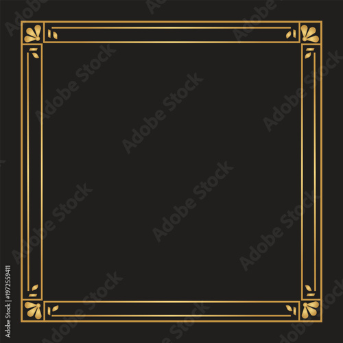 An ornate golden frame on a black background creates a decorative border