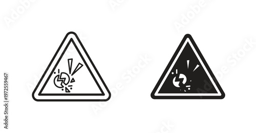 Explosive materials hazard sign for web design. icon symbol vector