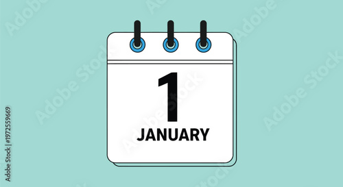 Vector illustration of january 1st calendar page icon
