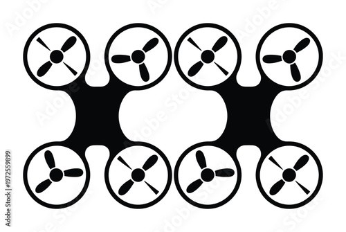 Stylized Black and White of Two Quadcopter Drones