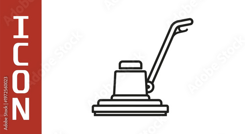 Vector illustration of floor polisher icon, cleaning machine line art