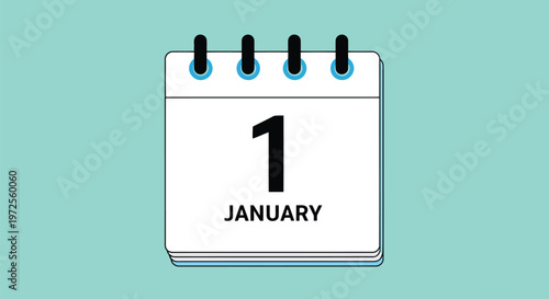 Vector illustration of january 1st calendar page icon