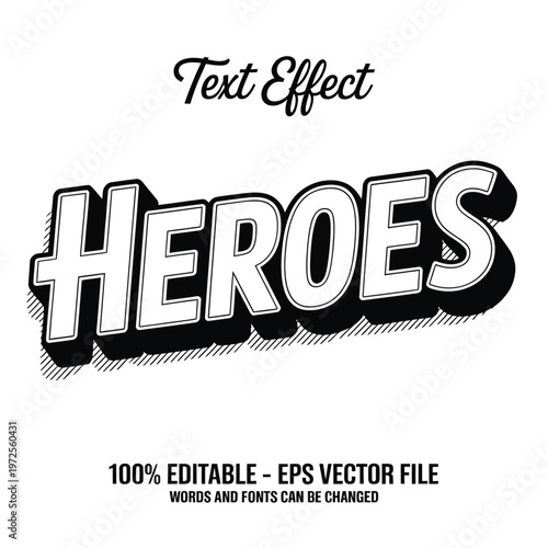 Bold text effect displaying the word heroes in a dynamic style