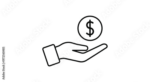 Vector illustration of hand holding dollar coin icon