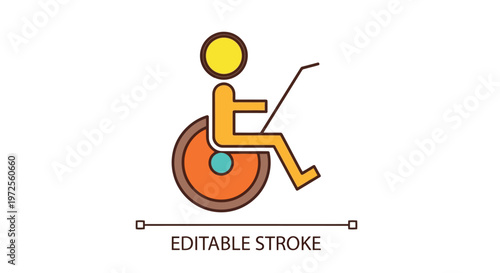 Vector illustration of wheelchair user icon, accessible design, disability sign, vector