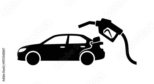 car being refueled at the pump.