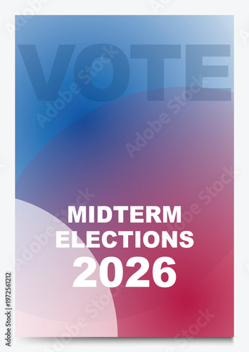 United States Midterm Elections 2026 Poster Template Vector Design with American Flag Stars and Stripes Motif for Vote Campaign Flyer Banner and Political Graphic EPS