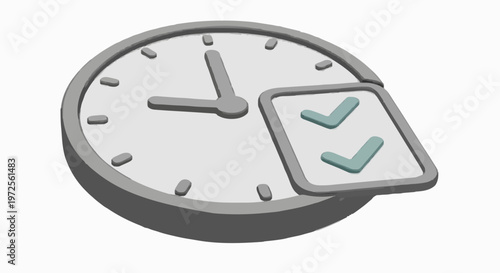 Time management and task completion with checklist icon on clock