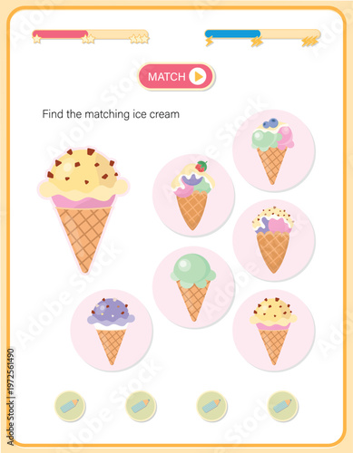 A set of educational logic games for preschoolers: word searches, mazes, counting, and matching tasks. Worksheets with fairytale kingdom and ice cream themes develop visual perception, math skills