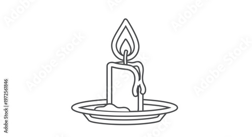 Vector illustration colorful minimalist of a melting candle with a flame in a holder