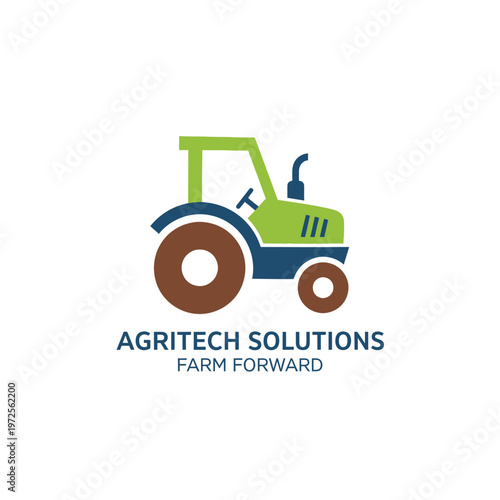 Agritech Solutions Logo Featuring a Modern Green Tractor Silhouette and Gears, isolated white background.