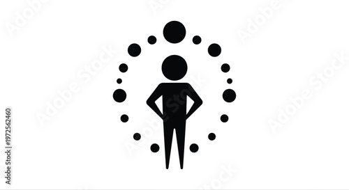 Vector illustration of Person Surrounded by Circles in Minimal Flat Style