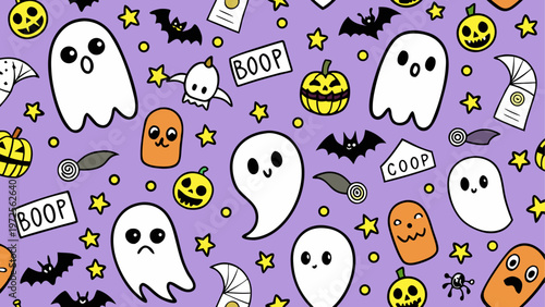 Halloween-themed cartoon penguins in various costumes and poses