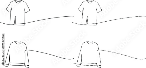 Illustrations of clothing alterations between original and modified versions Vector