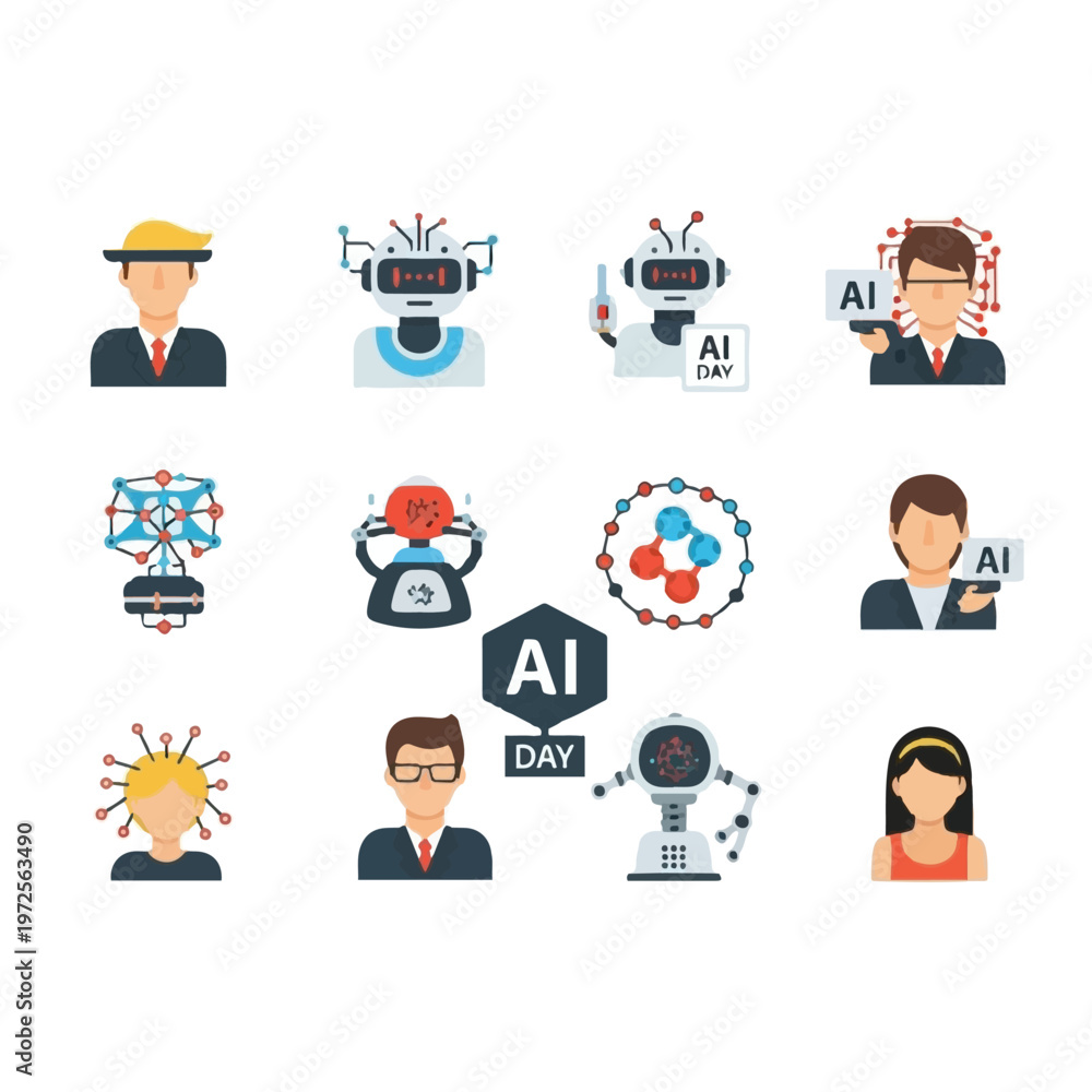 Fototapeta premium Artificial Intelligence Technology Concepts Icons.