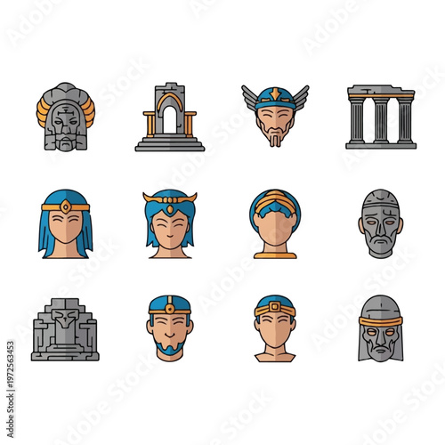 Ancient Greek or Roman stone sculptures.