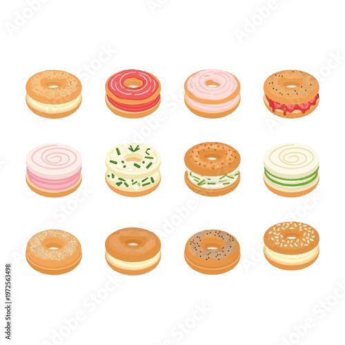 Assorted Donuts with Various Toppings.