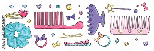 Woman Hair Accessory Fashion Icon Set