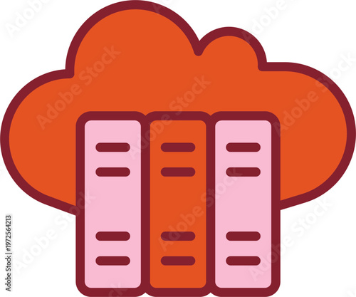 Cloud Library Vector Icon