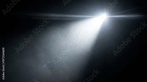 Bright Beam of Light Piercing Through Dark Fog Creating a Mysterious and Dramatic Atmosphere