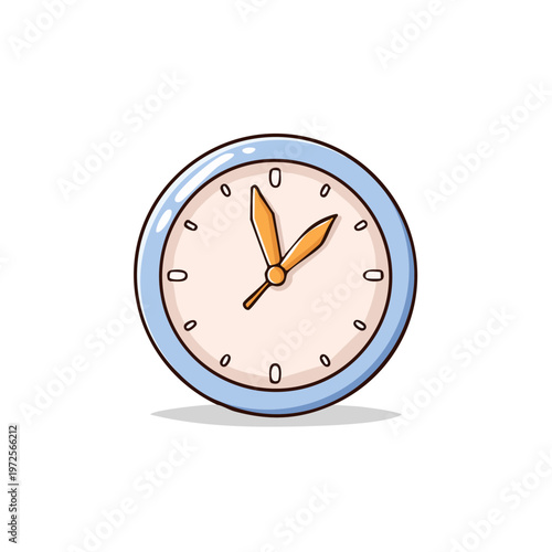 Simple cartoon clock with blue frame showing approximate time