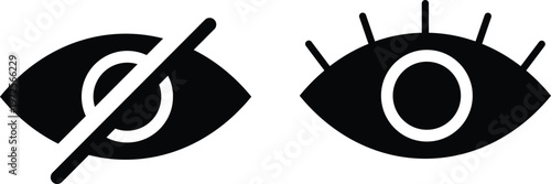 eye icon set. View and unview icons. visible invisible concept. See and unsee symbol. Show password. hidden password
