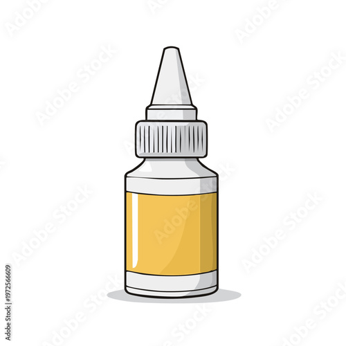 Small White Dropper Bottle with Yellow Label Container for Medicine or Cosmetics
