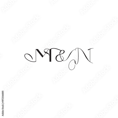 caligraphic style monogram luxury elegant logo design MN wedding initial concept letter