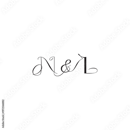 caligraphic style monogram luxury elegant logo design NL wedding initial concept letter