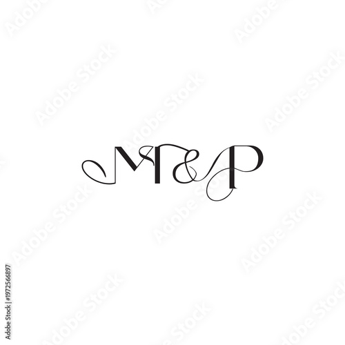caligraphic style monogram luxury elegant logo design MP wedding initial concept letter