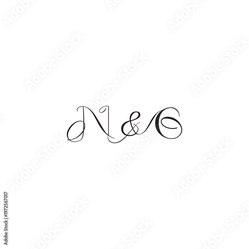 caligraphic style monogram luxury elegant logo design NG wedding initial concept letter