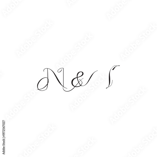 caligraphic style monogram luxury elegant logo design NI wedding initial concept letter