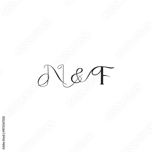 caligraphic style monogram luxury elegant logo design NF wedding initial concept letter