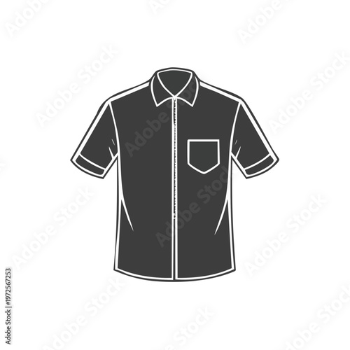 Stylized Short Sleeve Button Down Shirt Graphic With Pocket