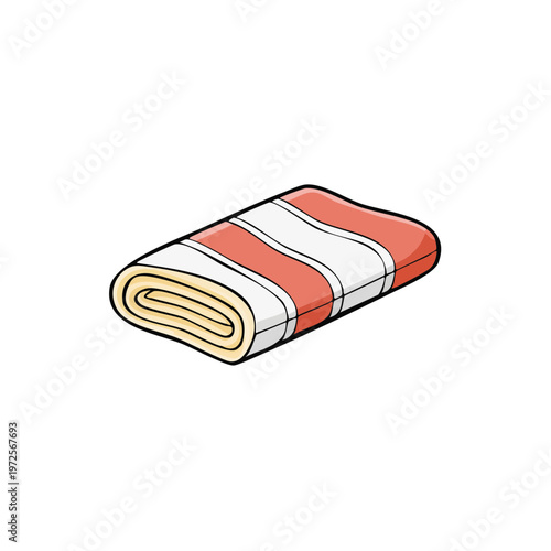 Striped Folded Beach Towel With Warm Colors And Clean Lines