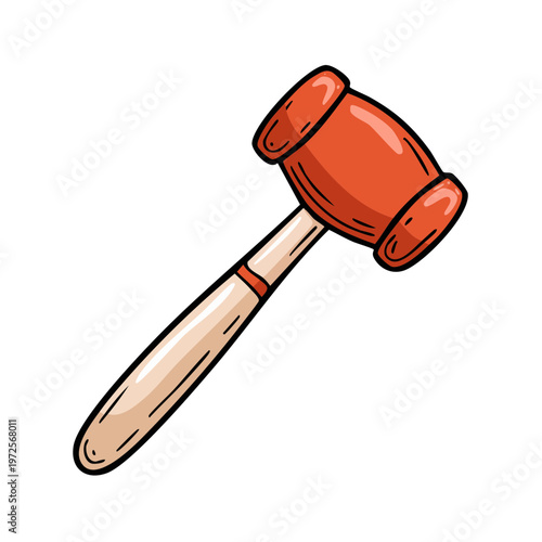 Cartoon Judge Gavel Wooden Mallet Symbol of Justice and Authority for Legal Decisions