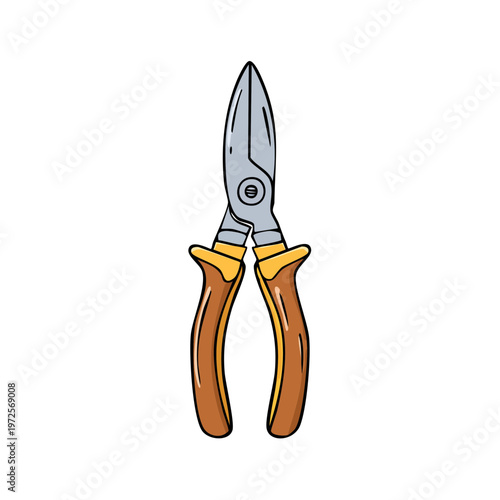 Illustration of metal cutters with orange handles for crafting and DIY projects