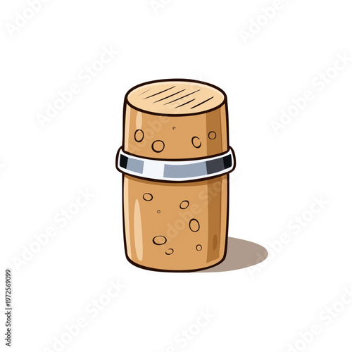 Illustrated Wine Bottle Cork with Metallic Band