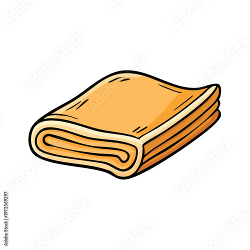 Folded fabric textile in a simplified cartoon illustration style representing material for sewing or crafting