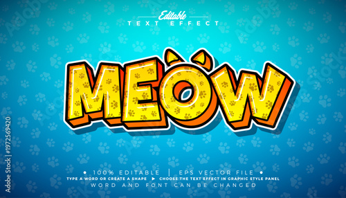Meow Cat Text Effect with Paw Texture
