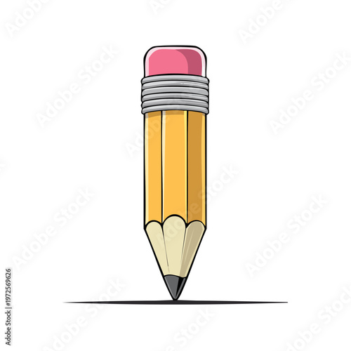 Sharp yellow pencil with pink eraser and graphite tip for drawing and writing
