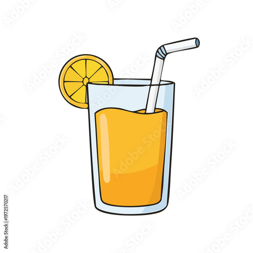 Refreshing citrus juice in a tall glass with a straw and orange slice