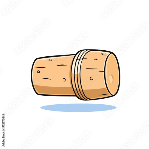 Natural Wine Cork Close Up Illustration Isolated on White Background