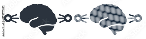 Brain, human brain, thinking, creative brain, black and gray vector icons